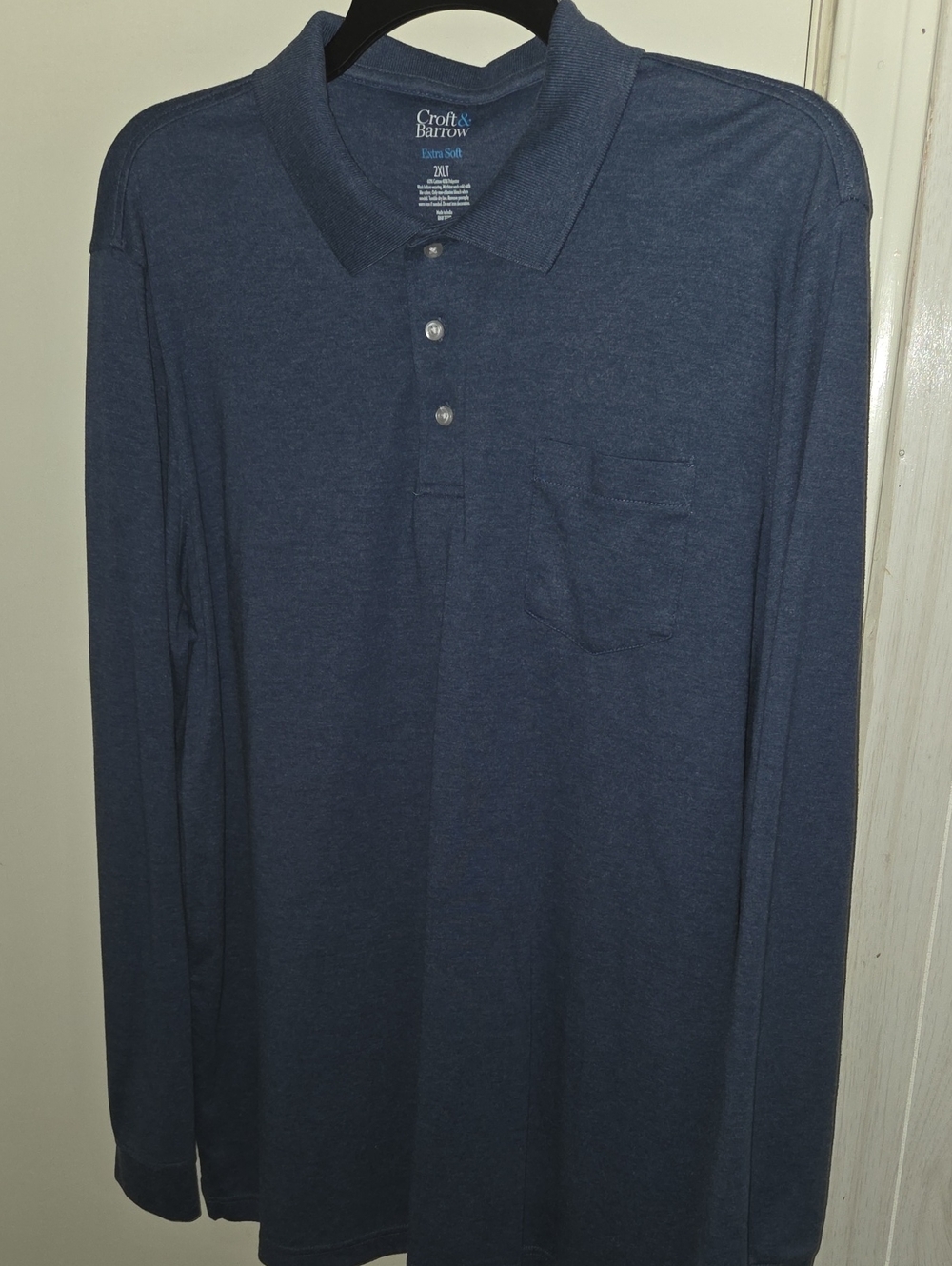 croft & barrow Men's Long-Sleeve Polo in Deep Blue